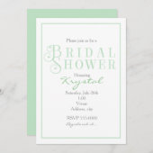 セージミント&ホワイトブライダルシャワーシック招待状 招待状 (正面/裏面)