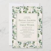 セージモスグリーンユーカリ葉ブライダルシャワー 招待状 (正面)