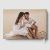 セージモダンとゴールドフォイルのスクリプト写真結婚の ゲストブック (裏面)