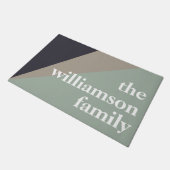 セージモダンとブラウンのカラーブロックパーソナライズされた ドアマット (アングル)