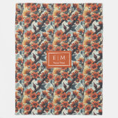 セージモダンと銅の水色の毛布 フリースブランケット (正面)