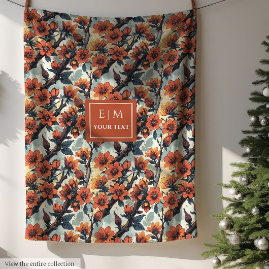 セージモダンと銅の水色の毛布 フリースブランケット