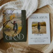 セージモダンアーチミニマル写真卒業パーティー 招待状