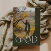 セージモダンアーチミニマル写真卒業パーティー 招待状