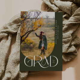 セージモダンアーチミニマル写真卒業パーティー 招待状