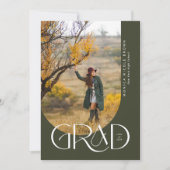 セージモダンアーチミニマル写真卒業パーティー 招待状 (正面)