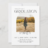 セージモダンアーチミニマル写真卒業パーティー 招待状 (裏面)