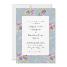 セージモダンウォーターカラーフラワー結婚式招待状