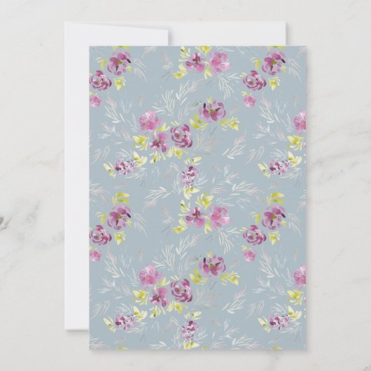 セージモダンウォーターカラーフラワー結婚式招待状 招待状 (裏面)