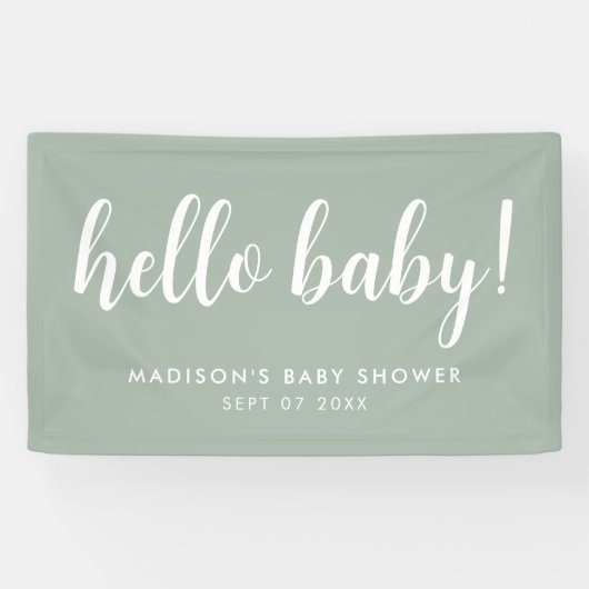 セージモダンエレガントグリーン赤ちゃんシャワー 横断幕 (横)