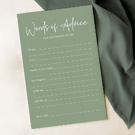 セージモダンオベビーシンプルベビーシャワーアドバイスカード