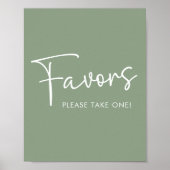 セージモダンオベビーシンプルベビーシャワー好意サイン ポスター (正面)