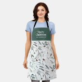 セージモダングエレガントリーン水彩植物学 エプロン (着用した状態)