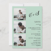 セージモダングカジュアルリーイニシャル写真結婚の 招待状 (正面)