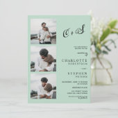 セージモダングカジュアルリーイニシャル写真結婚の 招待状 (スタンド正面)
