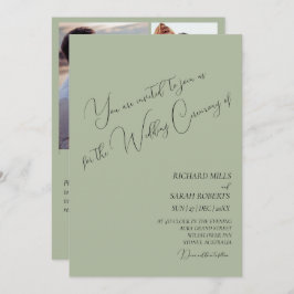 セージモダングカスタムリーの写真結婚コラージュ 招待状