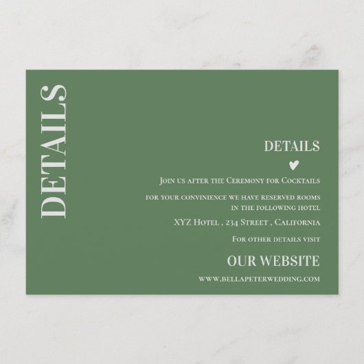 セージモダングコンテンポラリーリー結婚の詳細 エンクロージャーカード (正面)