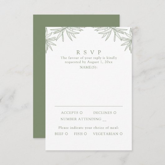 セージモダングミニマルリーン植物食 出欠カード (正面/裏面)