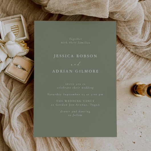 セージモダングミニマル結婚リー 招待状