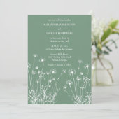 セージモダングリーンとホワイトワイルドフラワー結婚ズ 招待状 (スタンド正面)