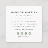 セージモダングリーンと白の装飾枠 スクエア名刺 (裏面)