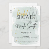 セージモダングリーンと金ゴールドシャワー招待状 招待状 (正面/裏面)