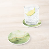 セージモダングリーンと金ゴールドモノグラパーソナライズされたム コースター (側面)