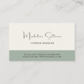 セージモダングリーンのミニマリスト 名刺 (裏面)