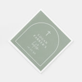 セージモダングリーンアーチスクリプトMinimalist Baptism N スタンダードランチョンナプキン (角)
