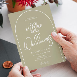 セージモダングリーンアーチミニマルブライダルシャワー 招待状