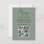 セージモダングリーンイチョウ葉の結婚式RSVPカード 出欠カード (正面)