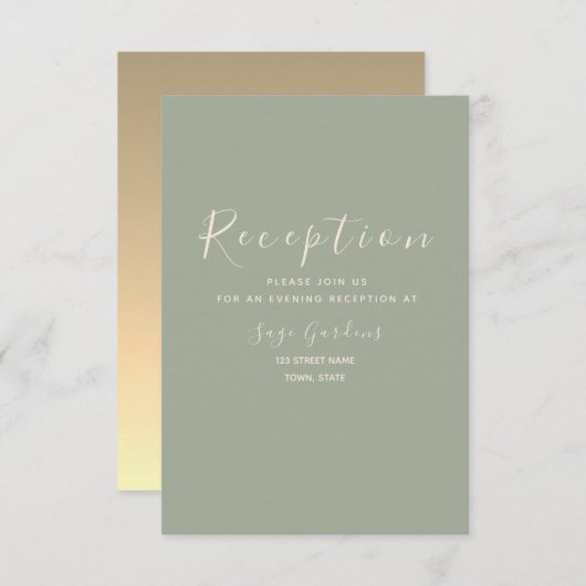 セージモダングリーンウェディングレセプションエンクロージャカード エンクロージャーカード (正面/裏面)