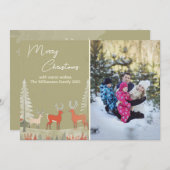 セージモダングリーンウォーターの色の写真クリスマス シーズンカード (正面/裏面)