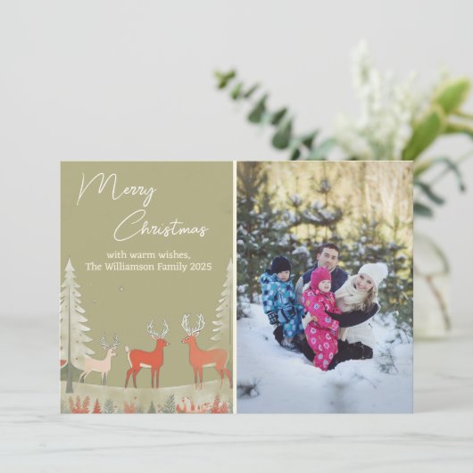 セージモダングリーンウォーターの色の写真クリスマス シーズンカード (スタンド正面)