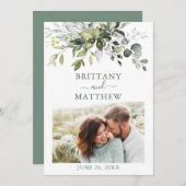 セージモダングリーンウォーターの色の緑の写真 セーブザデート (正面/裏面)