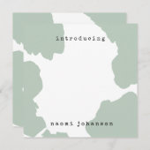 セージモダングリーンウォーターベビー発表 招待状 (正面/裏面)