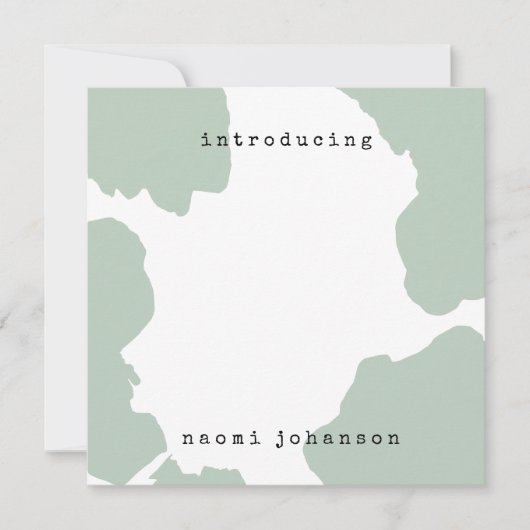 セージモダングリーンウォーターベビー発表 招待状 (正面)