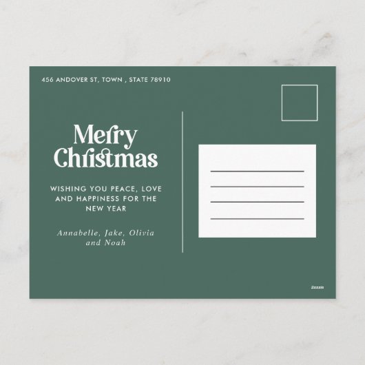 セージモダングリーンウォーター植物性タイポグラフィ シーズンポストカード (裏面)