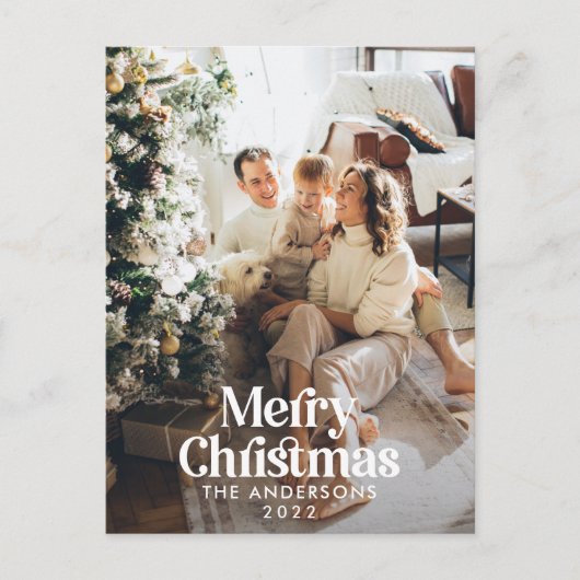 セージモダングリーンウォーター植物性タイポグラフィ シーズンポストカード (正面)