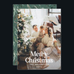 セージモダングリーンウォーター植物色タイポグラフィ シーズンカード<br><div class="desc">フルモダンブリード写真ラスエレガントト水色の乾燥した植物性フローラ消色の色クリスマスのカード。セージグリーン、ハンターグリーン、ブラック、ホワイト、ブラウンモダントレンドカラーウェイ。</div>