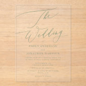 セージモダングリーンエレガントな結婚式 アクリル招待状 (正面)