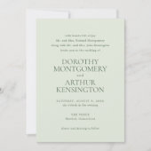 セージモダングリーンエレガントな結婚式 招待状 (正面)