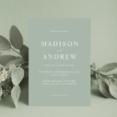 セージモダングリーンエレガントな結婚式 招待状