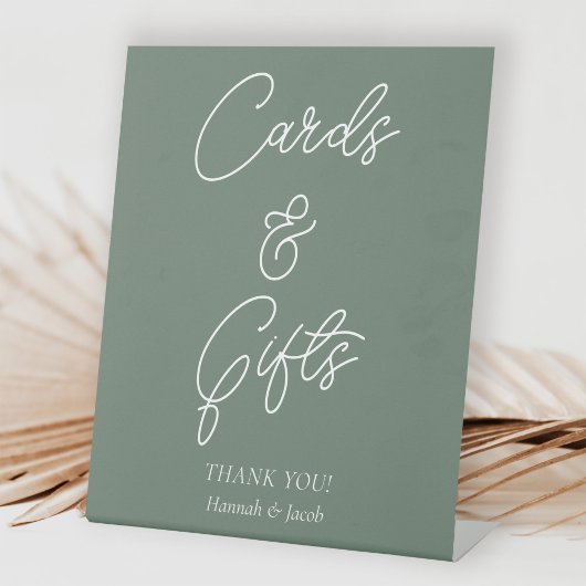 セージモダングリーンカードとギフト結婚ズ 台座サイン