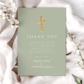 セージモダングリーンクロスバプテスマ サンキューカード