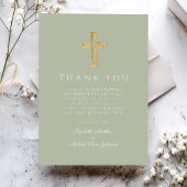 セージモダングリーンクロスバプテスマ サンキューカード