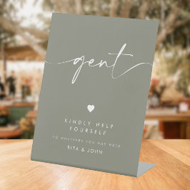 セージモダングリーンゲントバスルーム結婚ズサイン 台座サイン