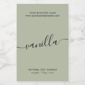 セージモダングリーンスクリプトキャンドル製品ラベル フードラベル (シングルラベル)