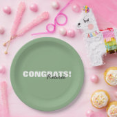 セージモダングリーンタイポグラフィおめでとうレティリー ペーパープレート (パーティー)