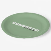 セージモダングリーンタイポグラフィおめでとうレティリー ペーパープレート (アングル)